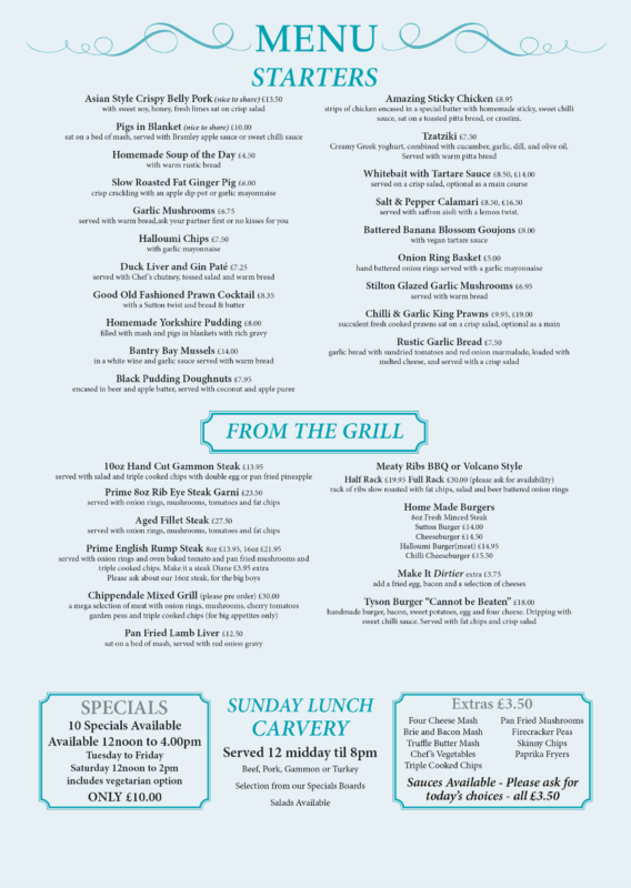 Menus - The Mayflower at Austerfield