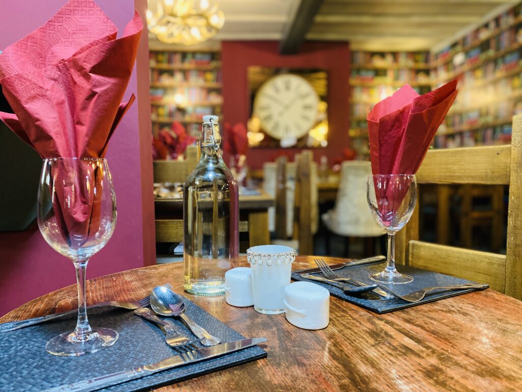 The Mayflower at Austerfield, refurbished pub interior with dining tables set for service