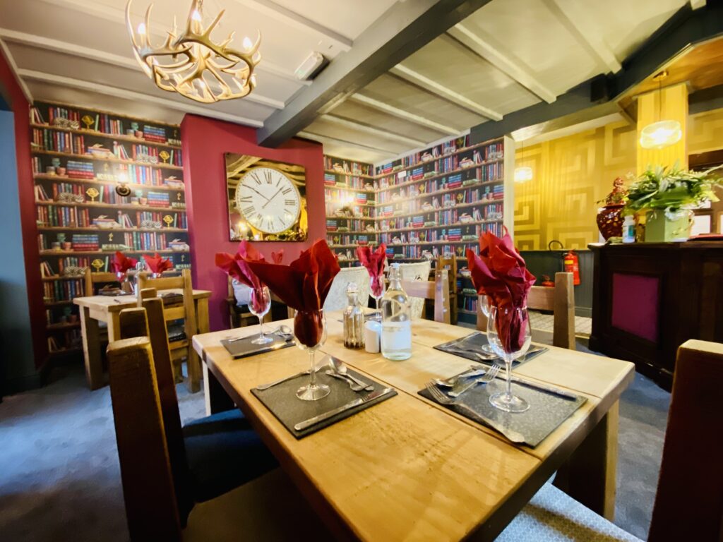 The Mayflower at Austerfield, refurbished pub interior with dining tables ready for service